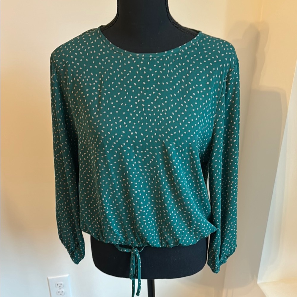 Green Tie Front Blouse